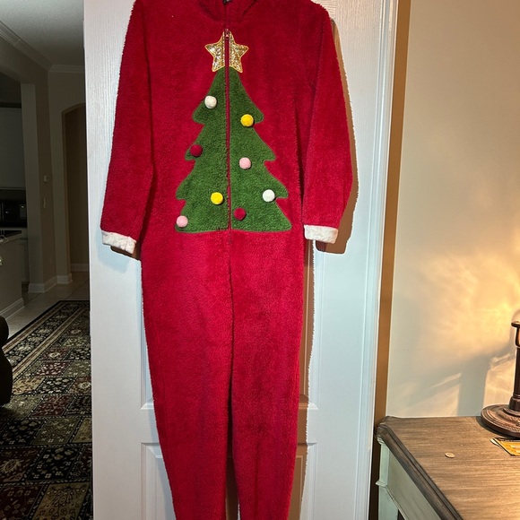 Festive Red Christmas Tree Kids Jacket - Picture 3 of 10